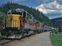 ACR GP38-2 202 is on the head end of train #4, waiting to depart Canyon with the southbound Agawa Canyon tour train. 