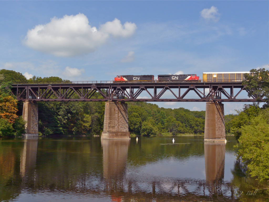 Westbound on the Grand River brige in Paris, Ont.