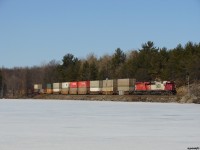 SOO 6033 South with 118 accepts a clear to stop at North Siding Switch Bala, with a consist straight out of the 90's.