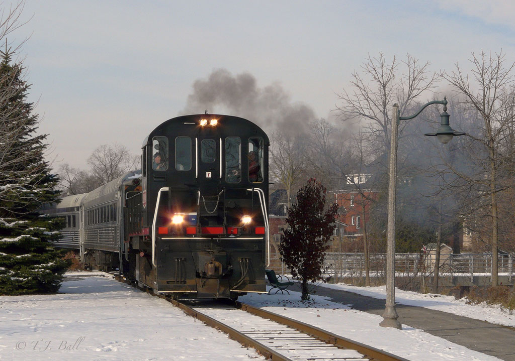 Guelph Junction Express on the move from the River Run Centre in Guelph.