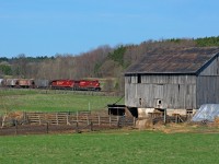 A phosphate reroute from the CSX, CP 615 rolls through Palgrave, Ontario. 