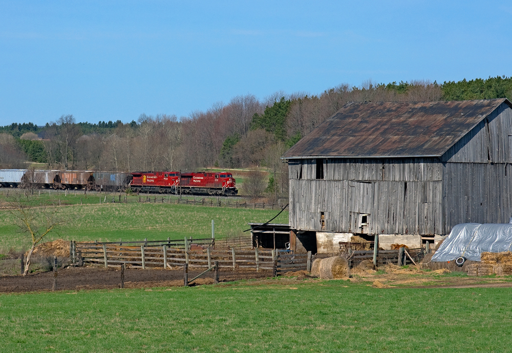 A phosphate reroute from the CSX, CP 615 rolls through Palgrave, Ontario.