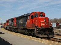 CN 6009 and CN 2127 leading 908 back to Toronto after turning at Paris