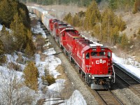 CP 2100+ 2101 lead a pair of ge's eastbound on CP 440