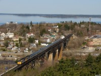 VIA 6424 South with the Southbound "Canadian" detouring over CP's Parry Sound sub with operating authority to signal 202 Reynolds, where CP 115/423, and CN 111/101 are all waiting. They did a quick station stop here, reminiscant of the good old days when this train took the CPR going both directions across Canada.