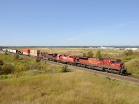 CP 220 rolls into the Lakehead passing the Thunder Bay International Airport. CP 9104-CP 3025-CEFX 108. Within a year train 220-221 would only run between Thunder Bay and Toronto leaving 222/223 and 440/441 to handle the traffic onto Winnipeg.