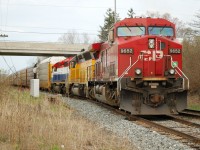 CP 9652+ CEFX 2796+ HLCX( EX BC Rail) 6206 pull into the siding at Puslinch to meet CP 240. 