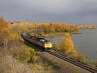 VIA #1 The Canadian westbound along the shores of Wabamun Lake