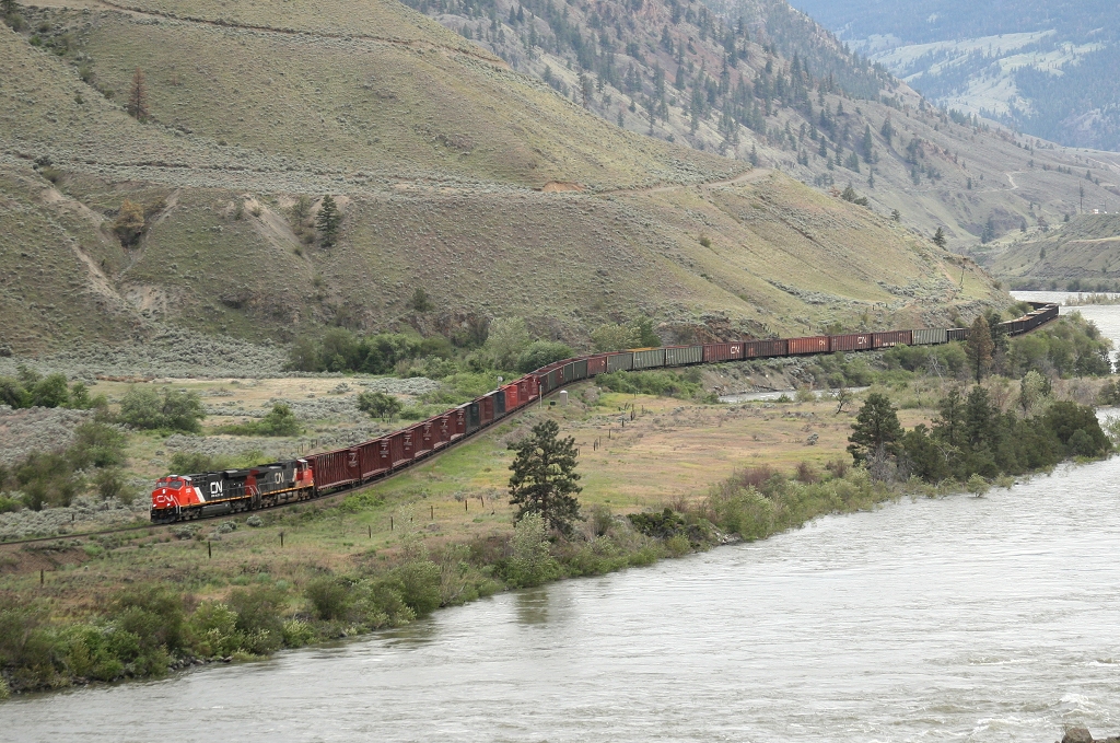 CN 416 cruises down the CPR mainline through Martel, exercising directional running rights