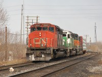 393 passing Simpson with CN 5247 - BNSF 6825 - BNSF 331. In a couple minutes they will be making a crew change at Brantford station