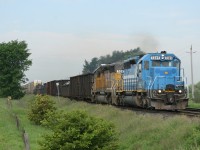 GEXR 432 rolls across the CN Halton Subdivision at Norval with GSCX 7369 and FEC 709