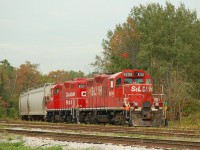 STLH 8206 and CP 8201 ready to depart eastward after interchanging some cars with OSR