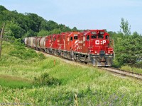 The Havelock approaches Simcoe Street North with T07's 29 cars. Power is CP 8211, 3133, 3045, and 3114, 1838hrs.