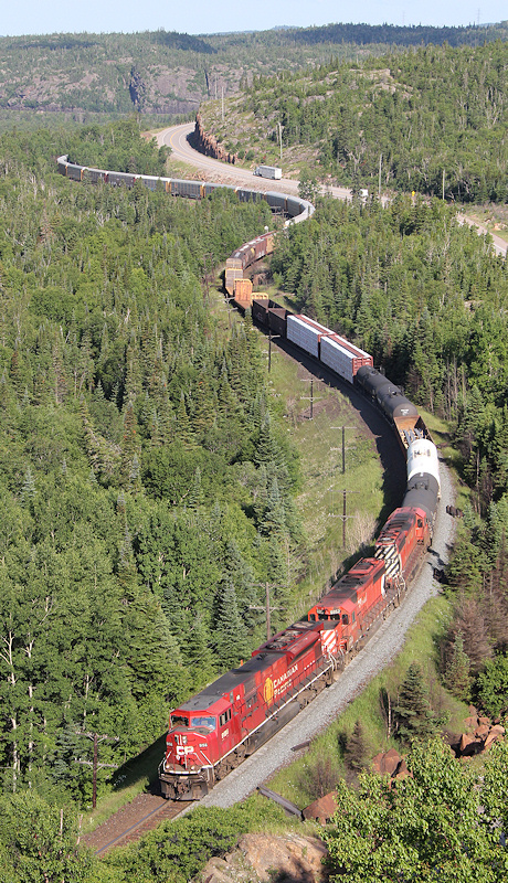 CP 222-05 with the 9156 pulls through Neys, ON