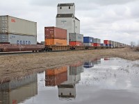 CP 111 passes by the Elkhorn elevator.