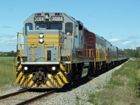 CP Heritage GP38 3084 and F9B 1900 leaving Scotford with the passenger train running as a fund raiser for the Children\'s Wish Foundation.  The train has been making many such trips throughout Western Canada, originally scheduled to be hauled by the steam locomotive the diesels had to be substituted when 2816 failed.  