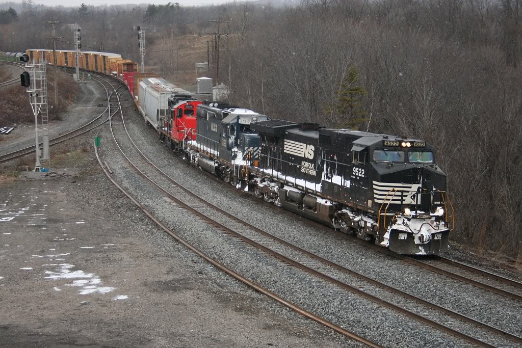 CN X398 rolls through Bayview after battling a storm on the Dundas Sub