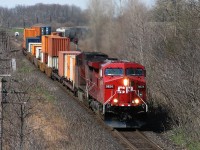 CP 9824 still clean after its Holiday Train duties, leads train 240 through Lobo towards a crew change in London.