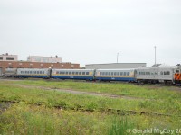 IRSI RDC 6130 shunting rebuilt Renaissance cars at the IRSI shops, Moncton, N.B.