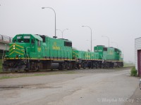 NBSR 2317-008-2318 at entrance to Island yard on a foggy day in July, 2009