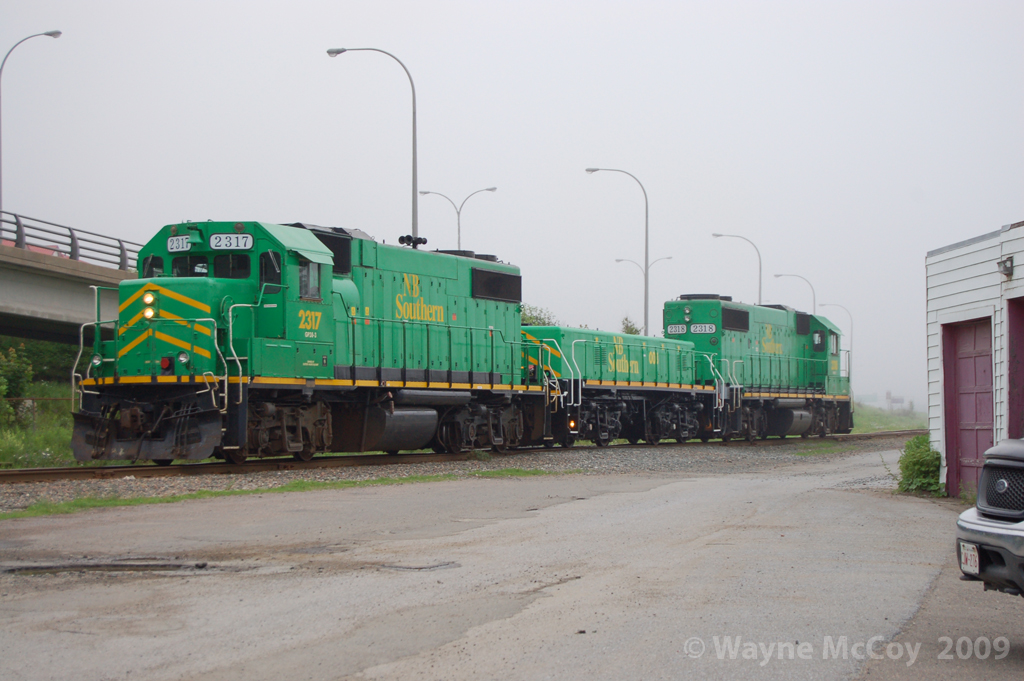 NBSR 2317-008-2318 at entrance to Island yard on a foggy day in July, 2009