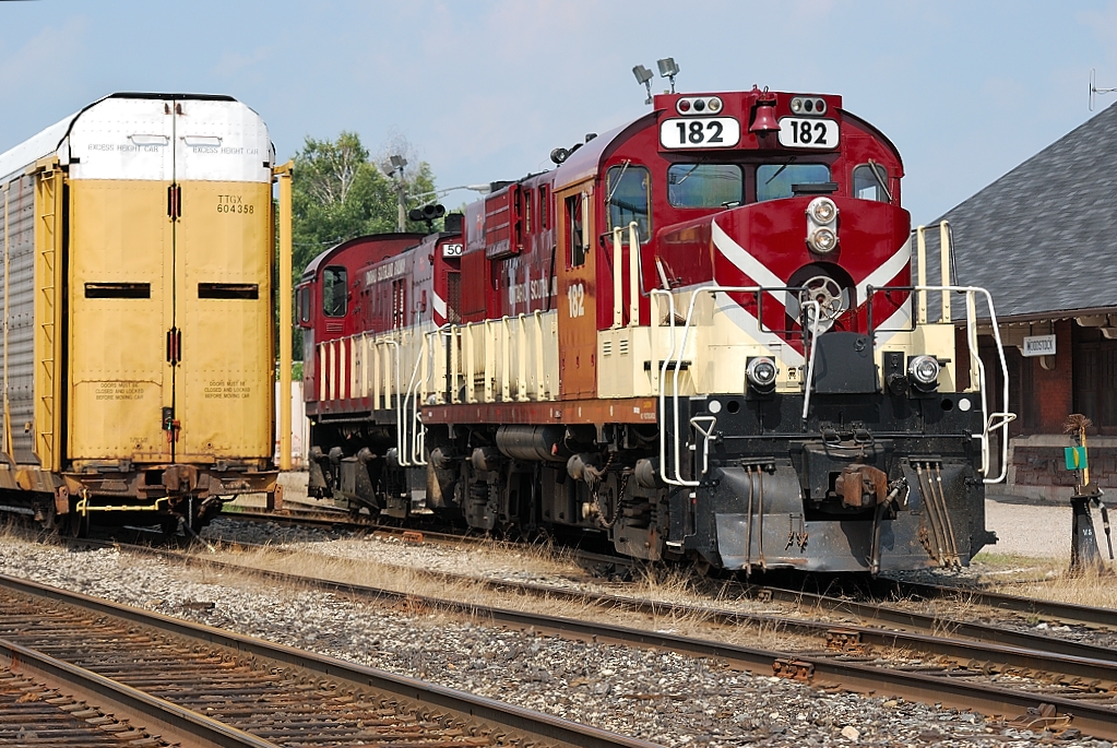 OSR 182+ 503 sit in front of the Woodstock station awaiting for traffic to clear on the Galt Sub.