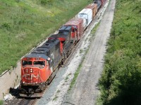 CN 501 (Sarnia-Port Huron, MI transfer) begins its descent to the St. Clair tunnel heading into the United States.