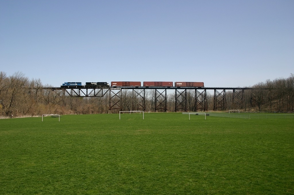 CN 327 crosses the Kettle Creek Viaduct in St Thomas