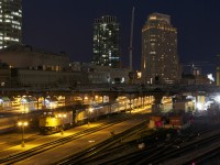 Another night, another train. VIA\'s transcontinental \'Canadian\' sits at Union Station loading passengers for the trip west