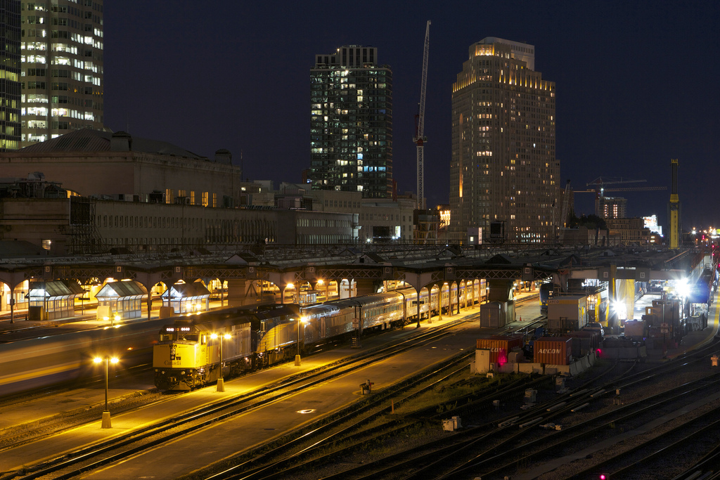 Another night, another train. VIA\'s transcontinental \'Canadian\' sits at Union Station loading passengers for the trip west