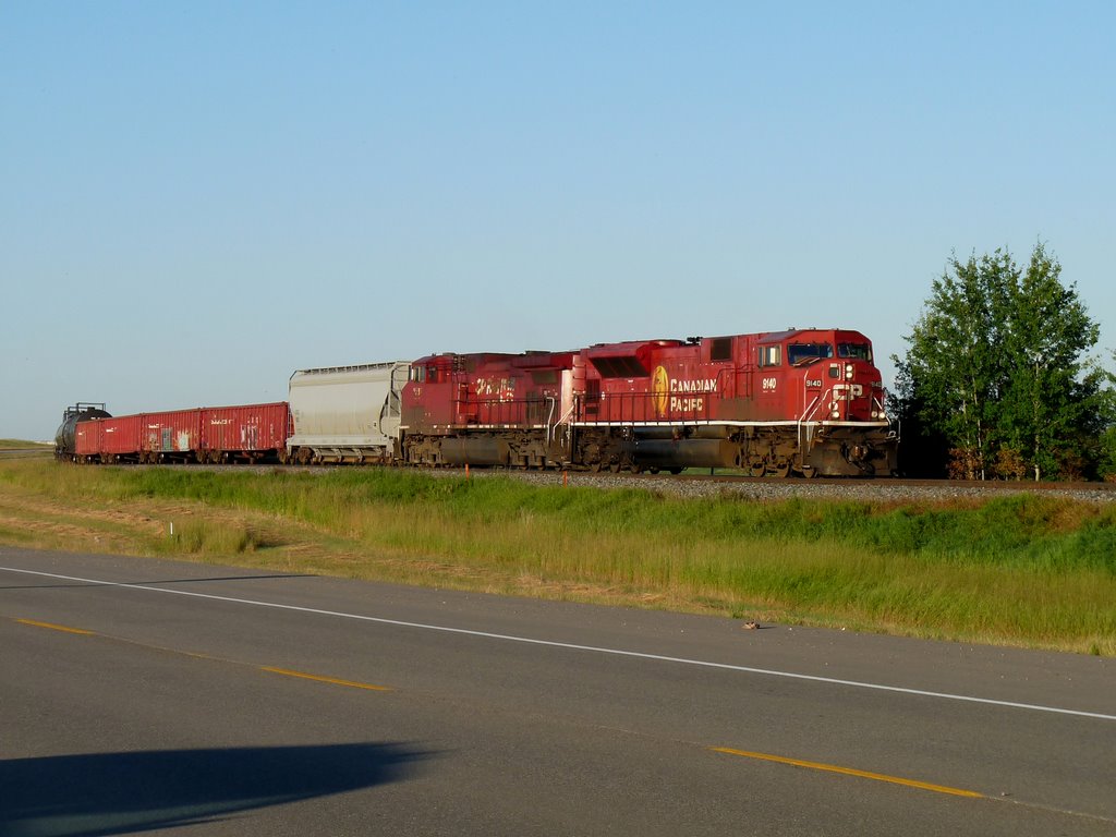 CP 9140 travels northbound on the Red Deer Subdivision
