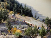 2 SD40-2W\'s westbound in the Fraser Canyon