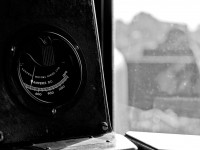 With the engineer, engineer trainee and conductor in the lead unit, I resorted to riding in the trailing unit as we doing about 45 MPH with 12 cars along the South Track of the Halton Subdivision between Tansley and Ash, the ammeter is showing a total of 400 amps, this is easy tonnage for this pair of GP38-2\'s.