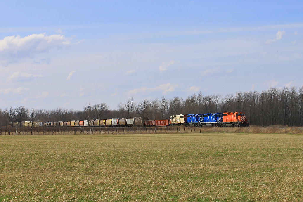 CP 6036 rolls through the countryside of Grassie, Ontario.