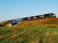 CN F329 a NS Fort Erie to Monteral detour makes it way though Milton without a CN leader. 