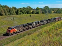 A westbound NS detour battles the ruling grade on CN\'s York Subdivision, this looks to be the only detour of the week as opposed to the three last week running due to flooding on CP\'s Canadian Subdivision. 