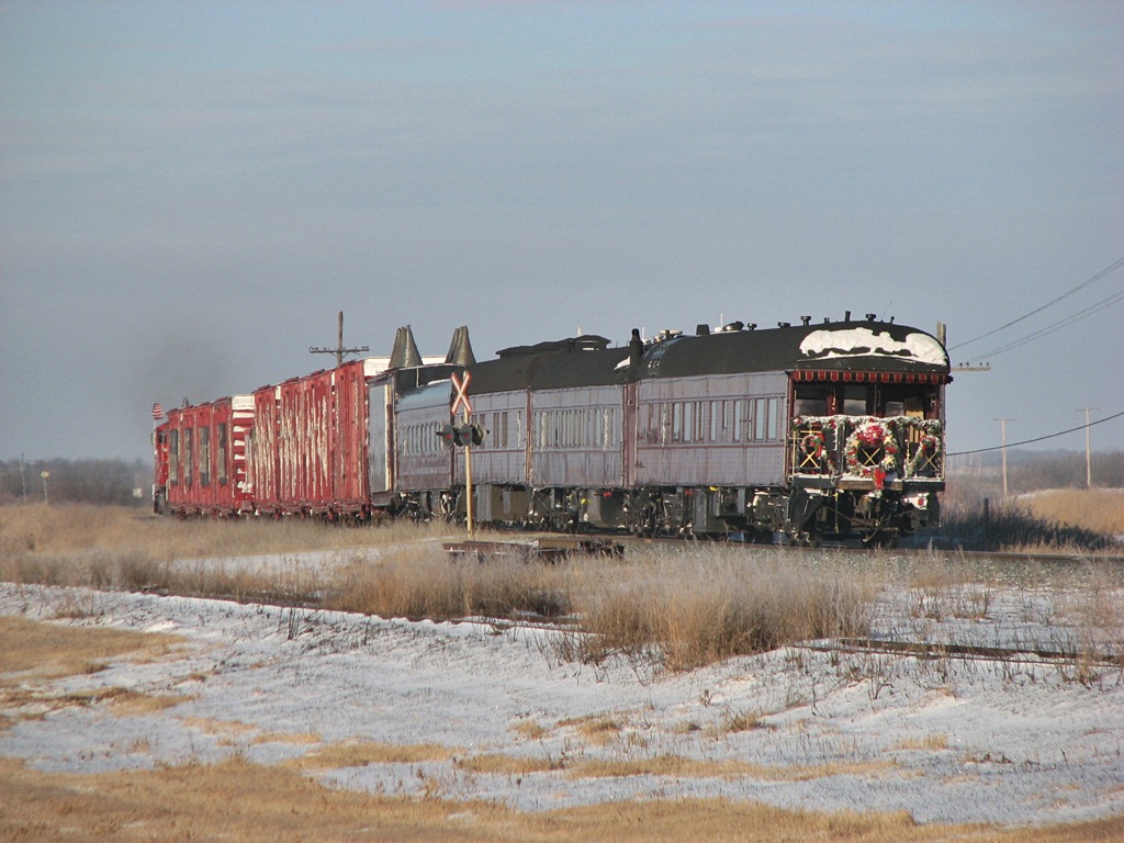 The tail end of the Holiday train bound for its next stop at Broadview passes through the small town of Fleming.
