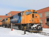 O.N. Rail class unit 2100 alive and well March 2011 at Ontario Northland\'s North Bay shops. Taken with permission as part of an Ontario Northland Railfan tour.