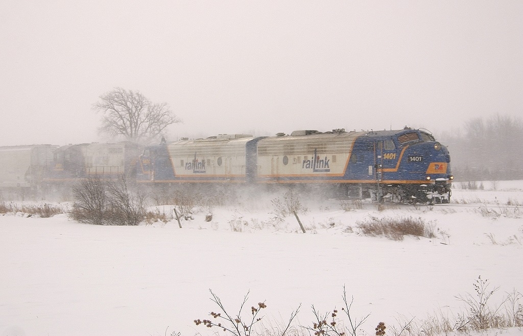 Dashing through the snow, 1401 heads west to Goderich in a blizzard