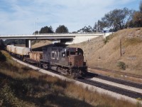 CN 3200 leads an EMD Export train through Bayview in September, 1973