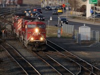 CP-8722-Train 220 crossing over to pick up interchange cars in CN's PA-Yard 