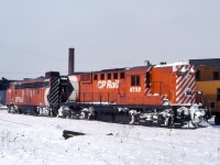 CP 8732 and 4038 idle at TH&B\'s Chatham Street Roundhouse