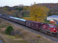 CP 40B, led by CP 8866, heads eastbound with the cars for the CP Holiday Train. The train was travelling from Calgary to Montreal where they will start preparing them for this years Holiday Trains.