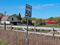 The newest arrival to the OSR's Guelph Jct Railway operation, ex CP 8235 leads OSRX 504 south back to the junction after working the industrial spurs around Guelph. 