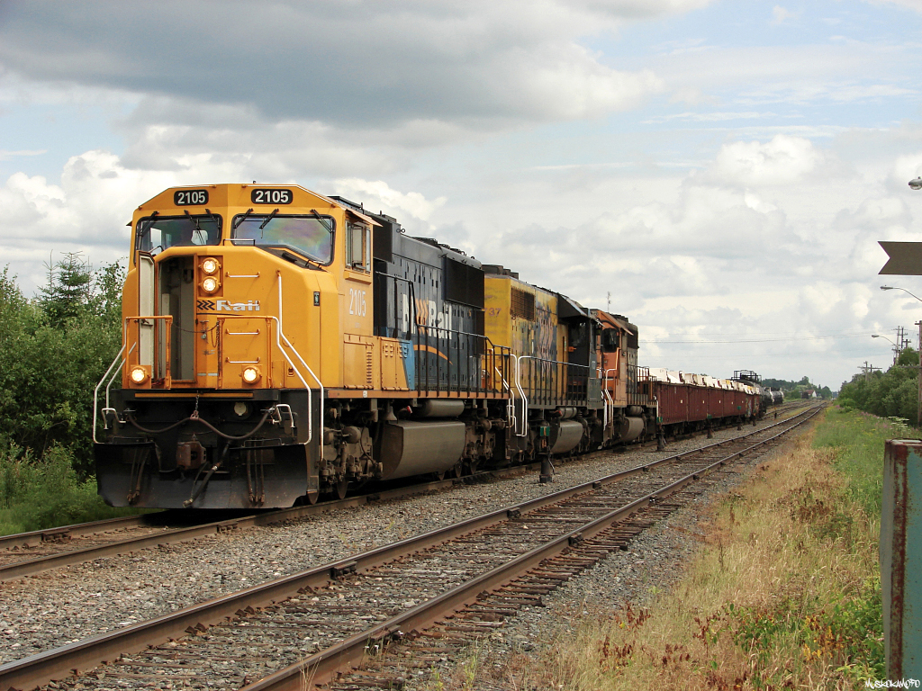 ONT 213 is on the move out of Englehart after putting their power together, wyeing, and brake testing their train. The 2nd unit 1737 is now retired/mostly scrapped after a wreck in early 2011.