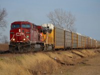 CP 249 led by a CP AC4400CW and a CITX SD40M-2 (ex UP) heads westbound from Belle River on its way towards Windsor.