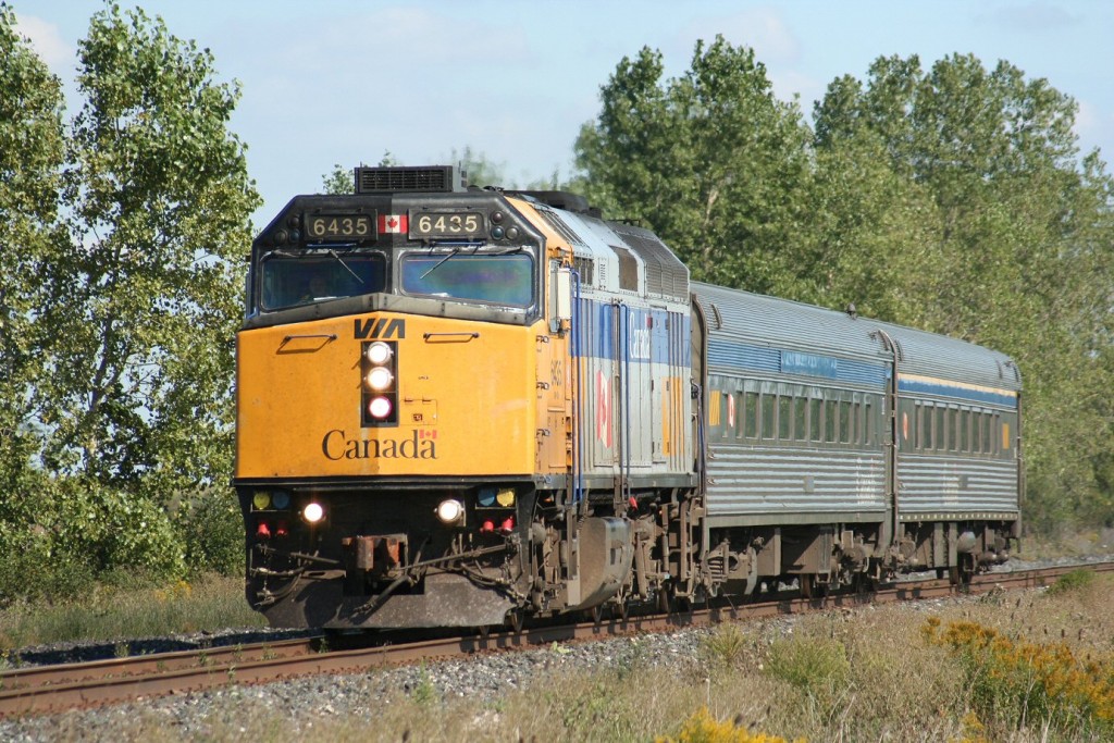 VIA 85 cruises through the countryside approaching Sarnia on a beautiful September afternoon.