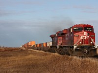 CP 198 makes a run for Chicago's Bensinville yard as its about 60 miles from the US border on CP's Weyburn Subdivision.