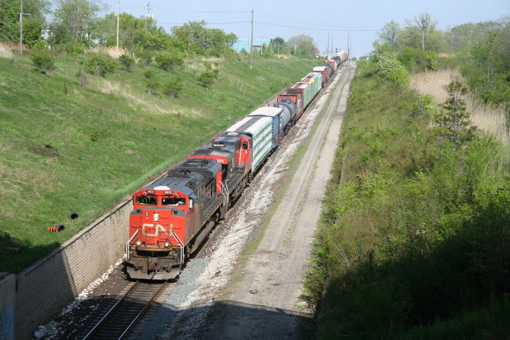CN 501 begins its descent to the St Clair Tunnel departing the city of Sarnia and the country of Canada for the United States.