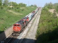 CN 501 begins its descent to the St Clair Tunnel departing the city of Sarnia and the country of Canada for the United States.